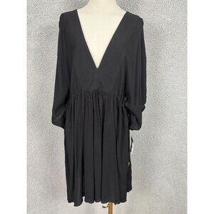 Lauren Ralph Lauren Women's Cover Up Black V-Neck Dress Adjustable Plus 1X NWT's